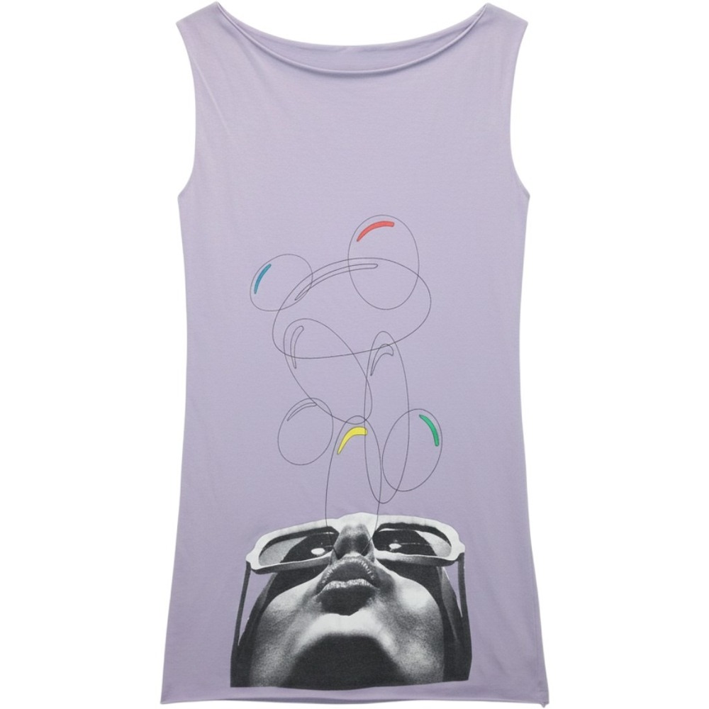 American Apparel Classic Girl Lavender Graphic Mini Dress VSOP Artsy Layering L